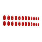 Red Round Press-On Nails Set CF050