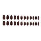Wine Maroon Round Press-On Nails Set CF051