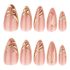 3D Gold Chrome Almond Press-On Nails Set JP4081
