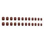 Brown Solid Short Square Press-On Nails Set CF023