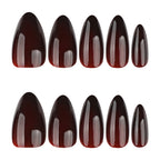 Wine Maroon Ombre Almond Press-On Nails Set JP4108