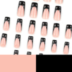 Black 3D French Square Press-On Nails Set DIY28