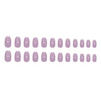Purple Solid Round Press-On Nails Set CF060