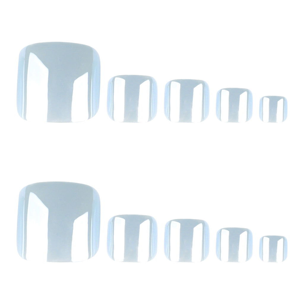 Ice Blue Chorme Tips- Toe Nails- JP4243