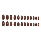 Brown Solid Round Press-On Nails Set CF058