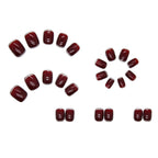 Maroon Press-On Nails Set R306