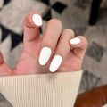 White Solid Round Press-On Nails Set CF061