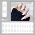 White Solid Press-On Nails Set CF002