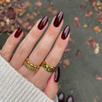 Maroon Almond Press-On Nails Set JP3100