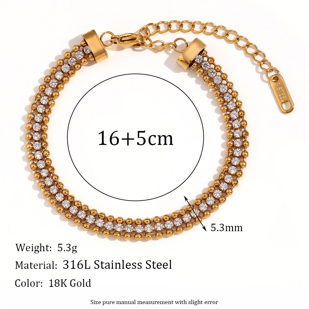Zircon Braid Chain Bracelet- 18K Gold plated