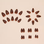 W1613- Brown Short Almond Press-On Nails Set