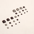 Maroon Glitter Toe Nails Set F043