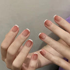French Manicure Short Press-On Nails Set R882