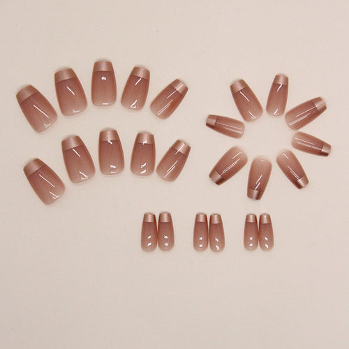 Brown Short Ballerina Press-On Nails Set W1223