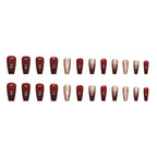 W441- Maroon Red Coffin Press-On Nails
