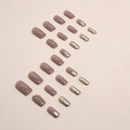 Nude Brown Embellished Square Press-On Nails Set Z774
