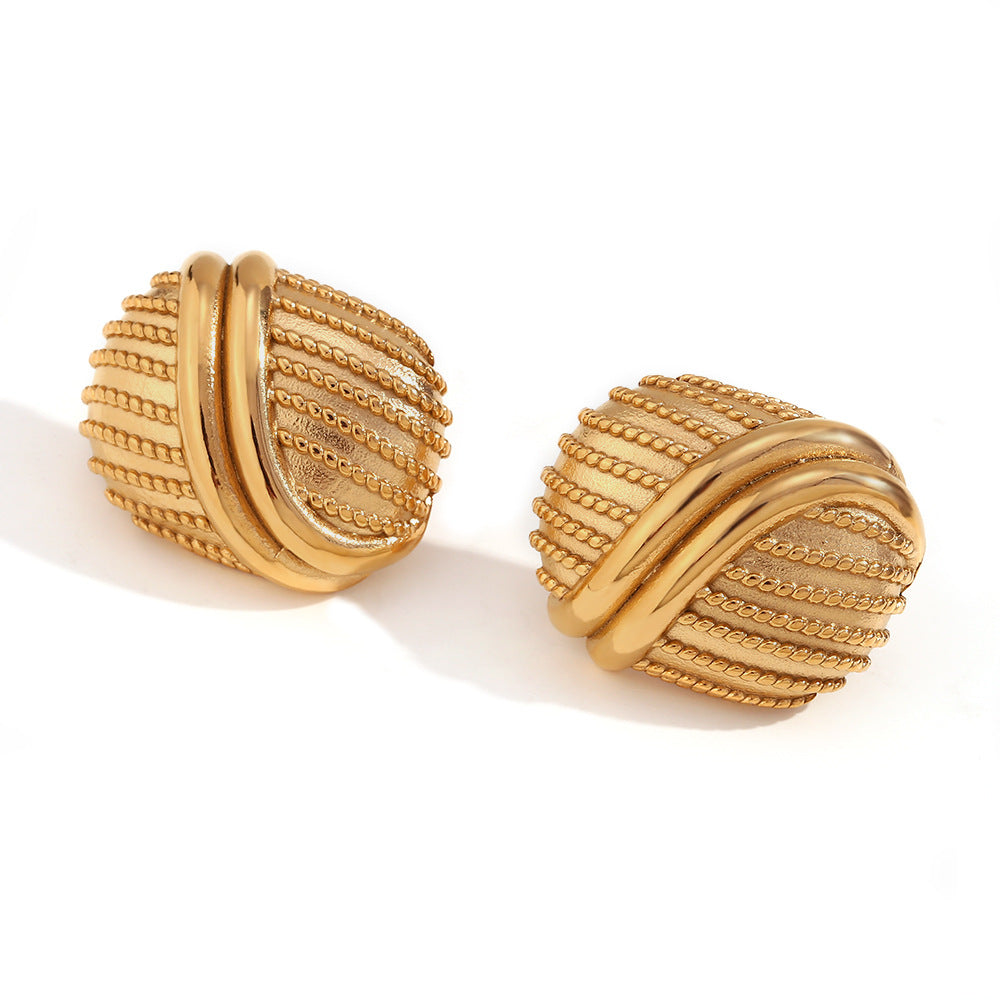 Whirlwind Strips Earrings- 18k Gold Plated