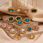 18K Gold Plated Square Zirconium Necklace- Earrings- Ring