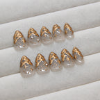 Z926- Golden 3D Short Almond Press-On Nails