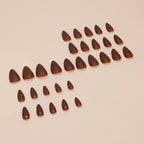 W1613- Brown Short Almond Press-On Nails Set