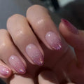Purple Glitter Ombre Almond Press-On Nails Set JP3608