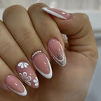 Z931- Embellished French Short Almond Press-On Nails