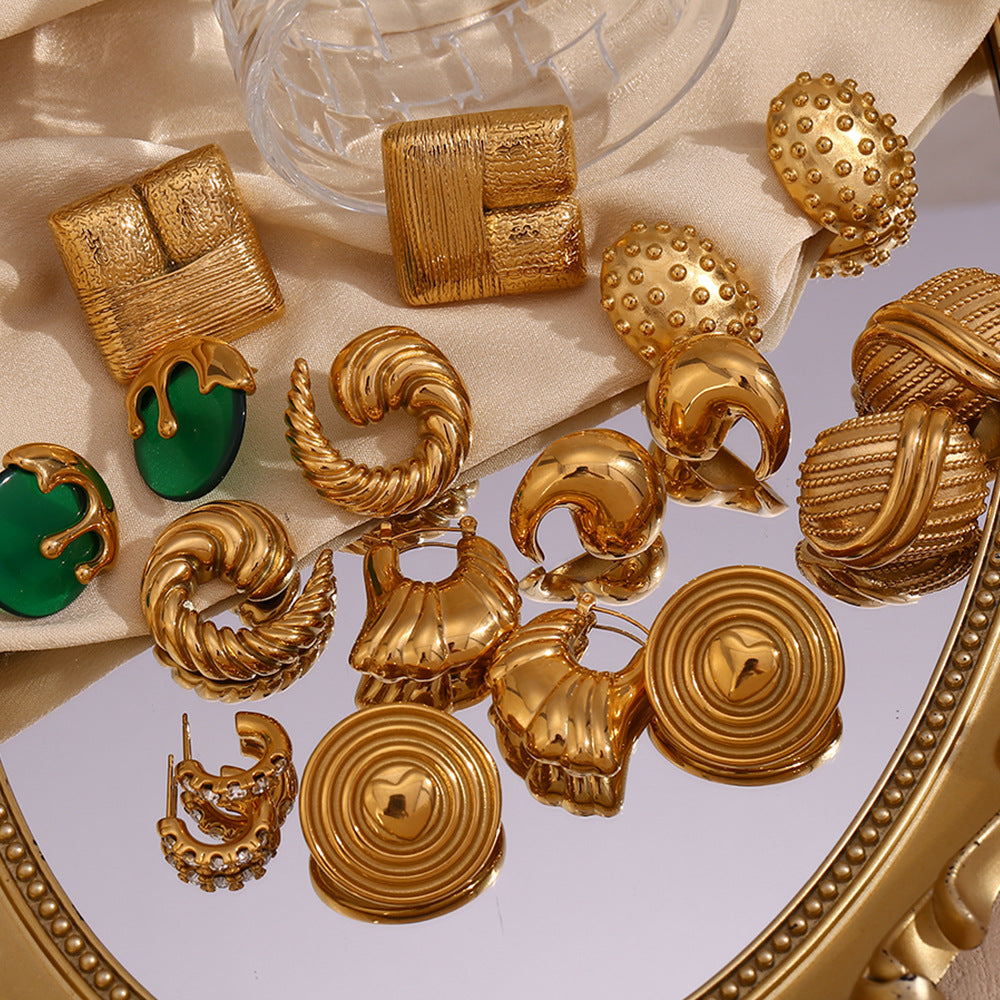 Whirlwind Strips Earrings- 18k Gold Plated