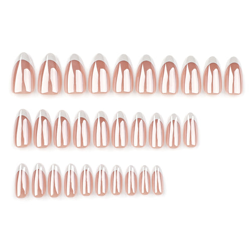 Chrome French Almond Press-On Nails Set JP3492