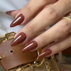 W1613- Brown Short Almond Press-On Nails Set