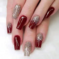 W441- Maroon Red Coffin Press-On Nails