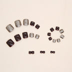 Maroon Glitter Toe Nails Set F043