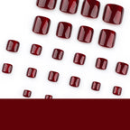 JP3701-Red Cat Eye Toe Nails Set