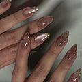 W1900- Pink Cat Eye Almond Press-On Nails Set