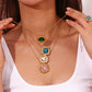 18K Gold Plated Square Zirconium Necklace- Earrings- Ring