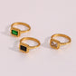 18K Gold Plated- Square Zircon Ring