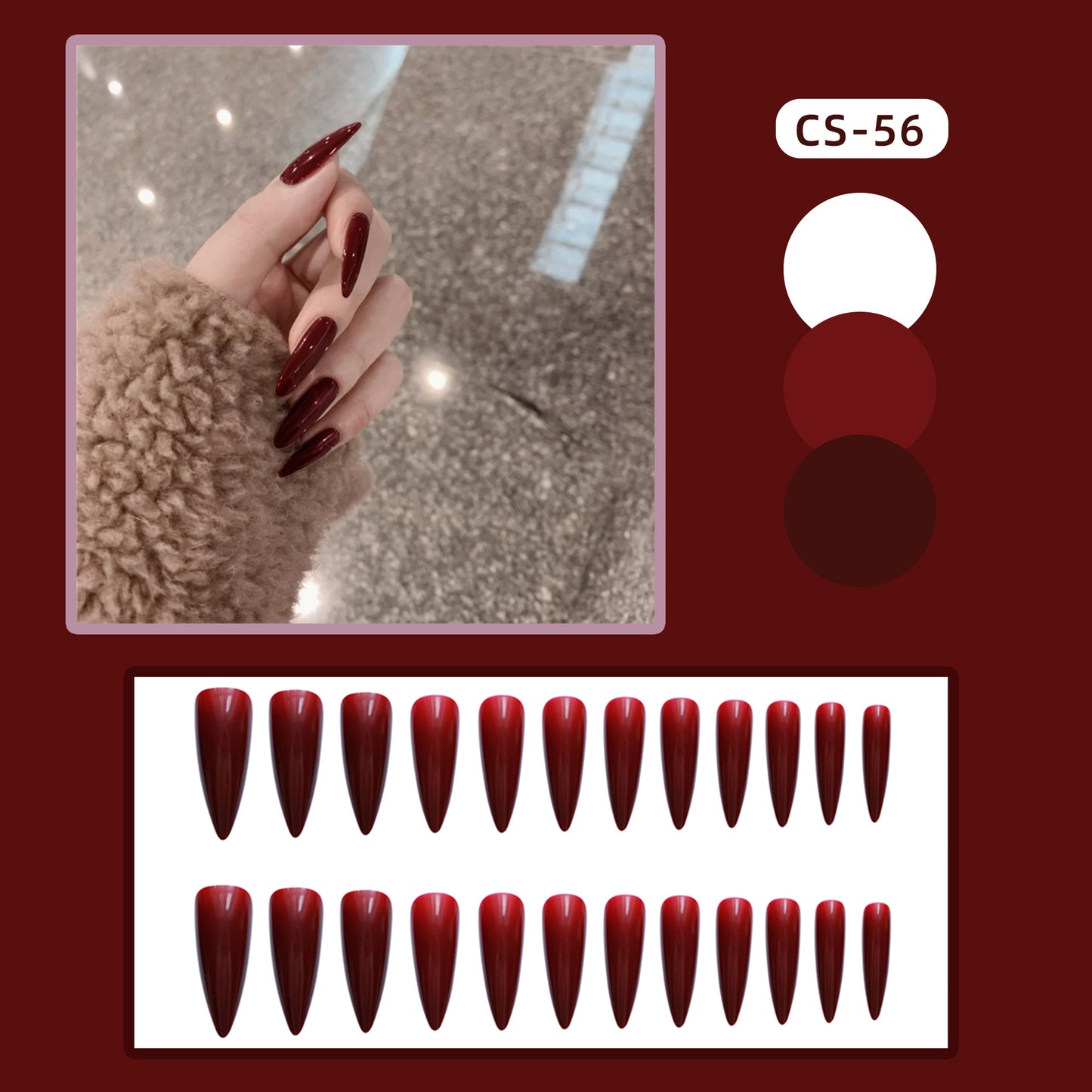 [Clearance]- Long Stiletto Maroon- ST01