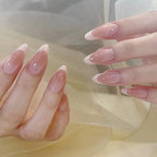 W1594- French Manicure Short Almond Press-On Nails Set
