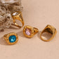 18K Gold Plated Square Zirconium Necklace- Earrings- Ring