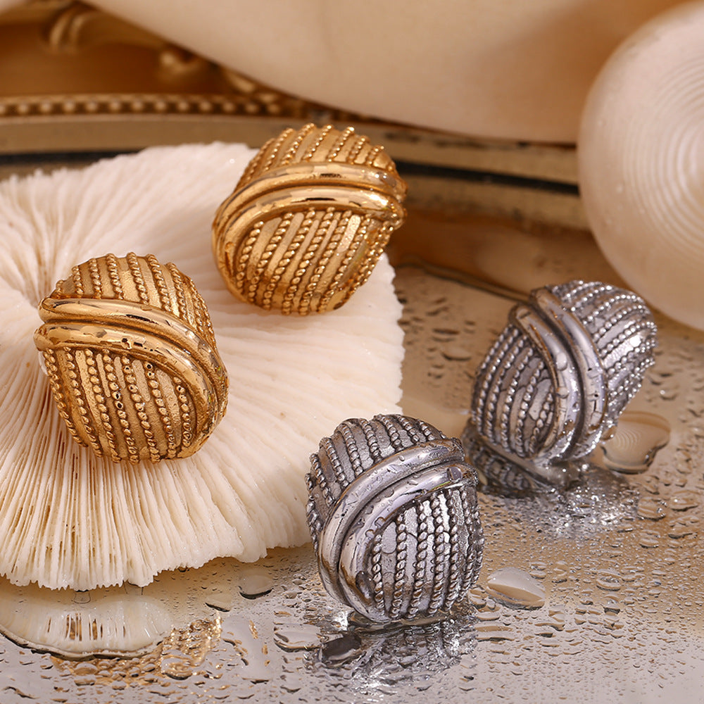 Whirlwind Strips Earrings- 18k Gold Plated