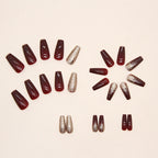 W441- Maroon Red Coffin Press-On Nails