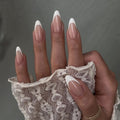 French Manicure Almond Press-On Nails Set WM40