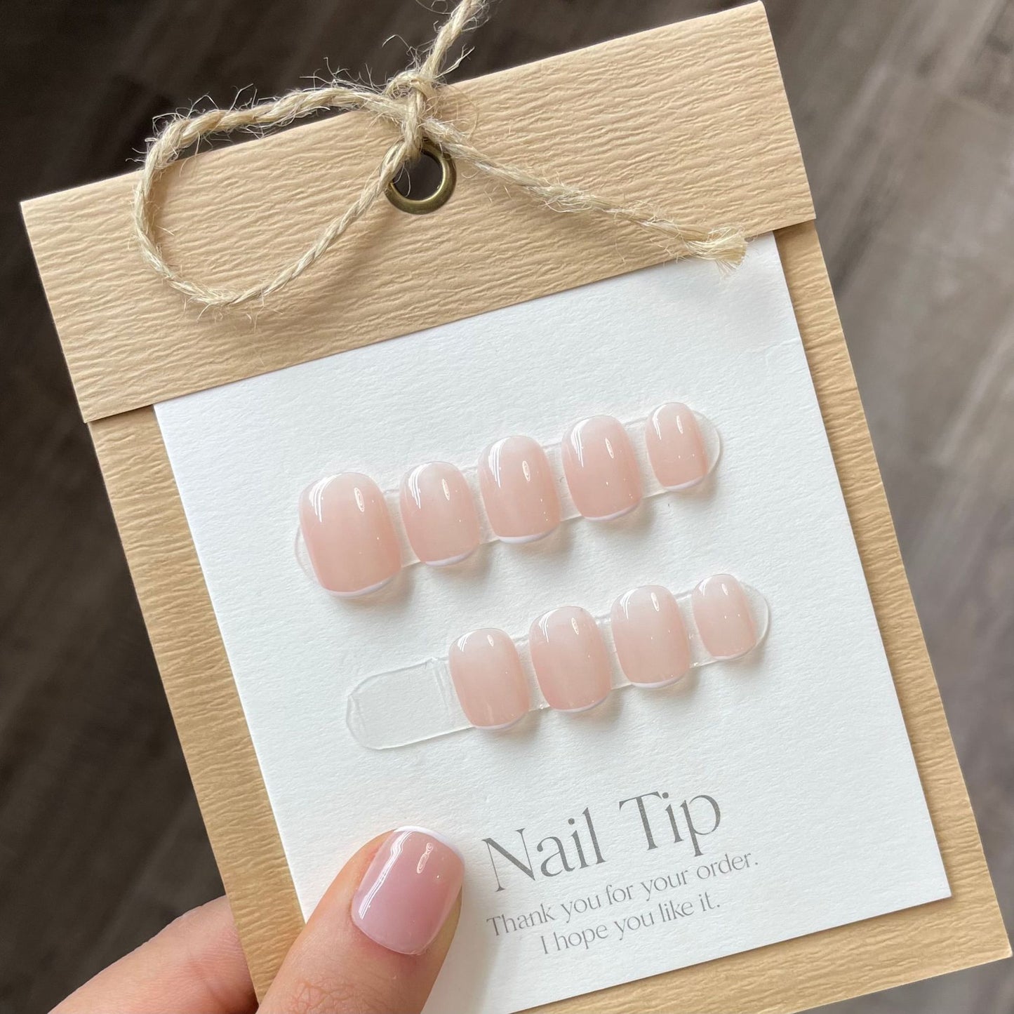 Purely Handmade Mini French Beans 10 PCs Nail Set- HM001