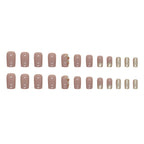 Nude Brown Embellished Square Press-On Nails Set Z774