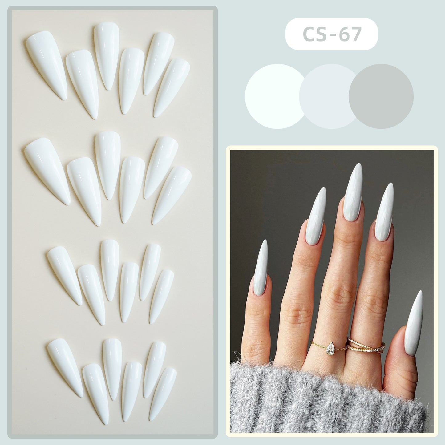 [Clearance]- Long Stiletto White - ST02