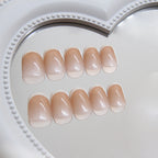 Chrome French Manicure Short Square Press-On Nails Set R871