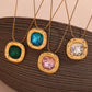 18K Gold Plated Square Zirconium Necklace- Earrings- Ring