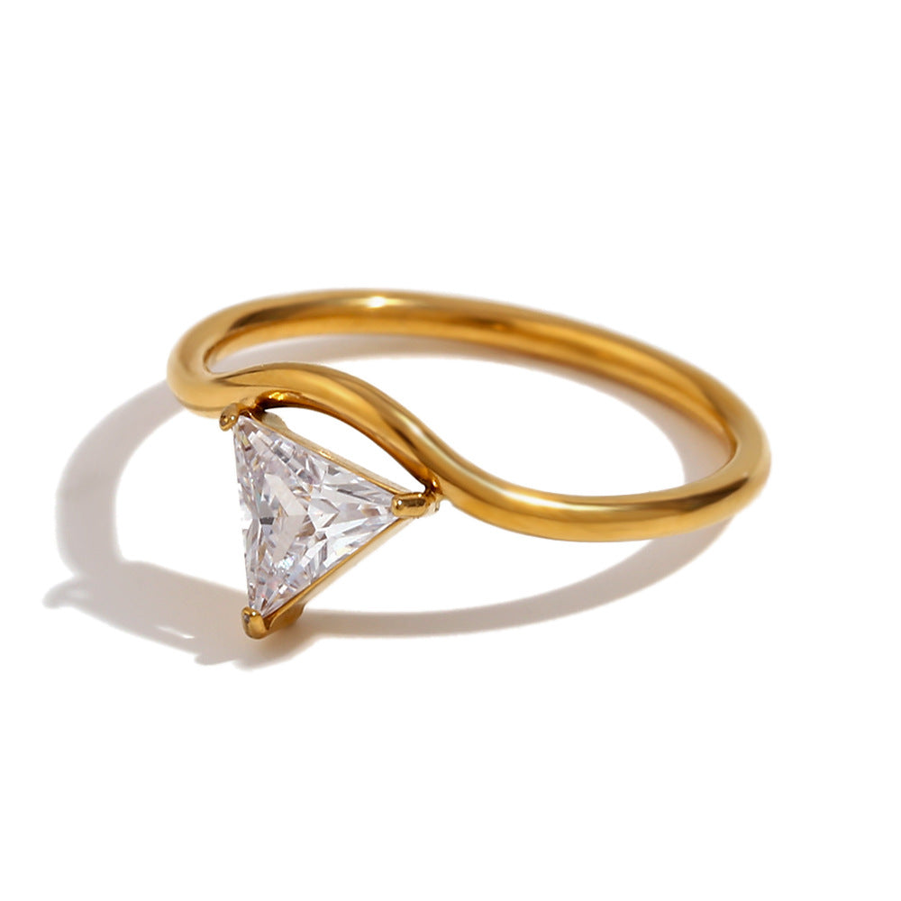 Luxury Zircon Wave Ring- 18k Gold Plated