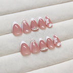 Z931- Embellished French Short Almond Press-On Nails