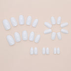 White Solid Round Press-On Nails Set CF061