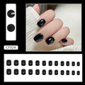 Black Solid Short Square Press-On Nails Set CF024